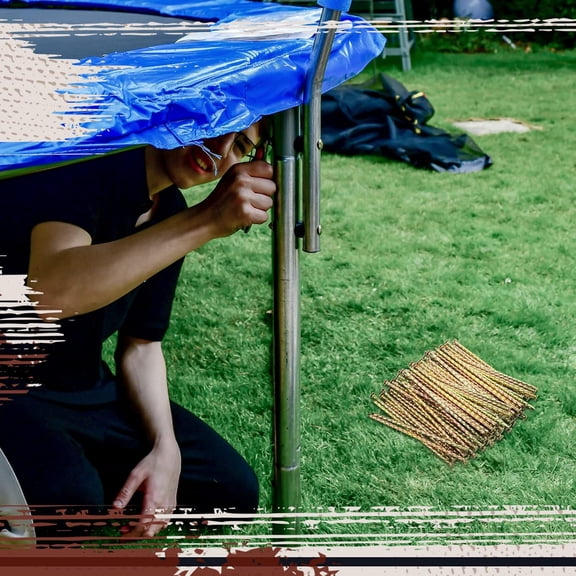 100 Pcs Artificial Turf Stakes Galvanized Metal Spiral Landscape Garden Edging Spikes Lawn Edging Ground Stakes for Outdoor Tent Grass Paver Carpentry Weed Barrier(8 Inch)