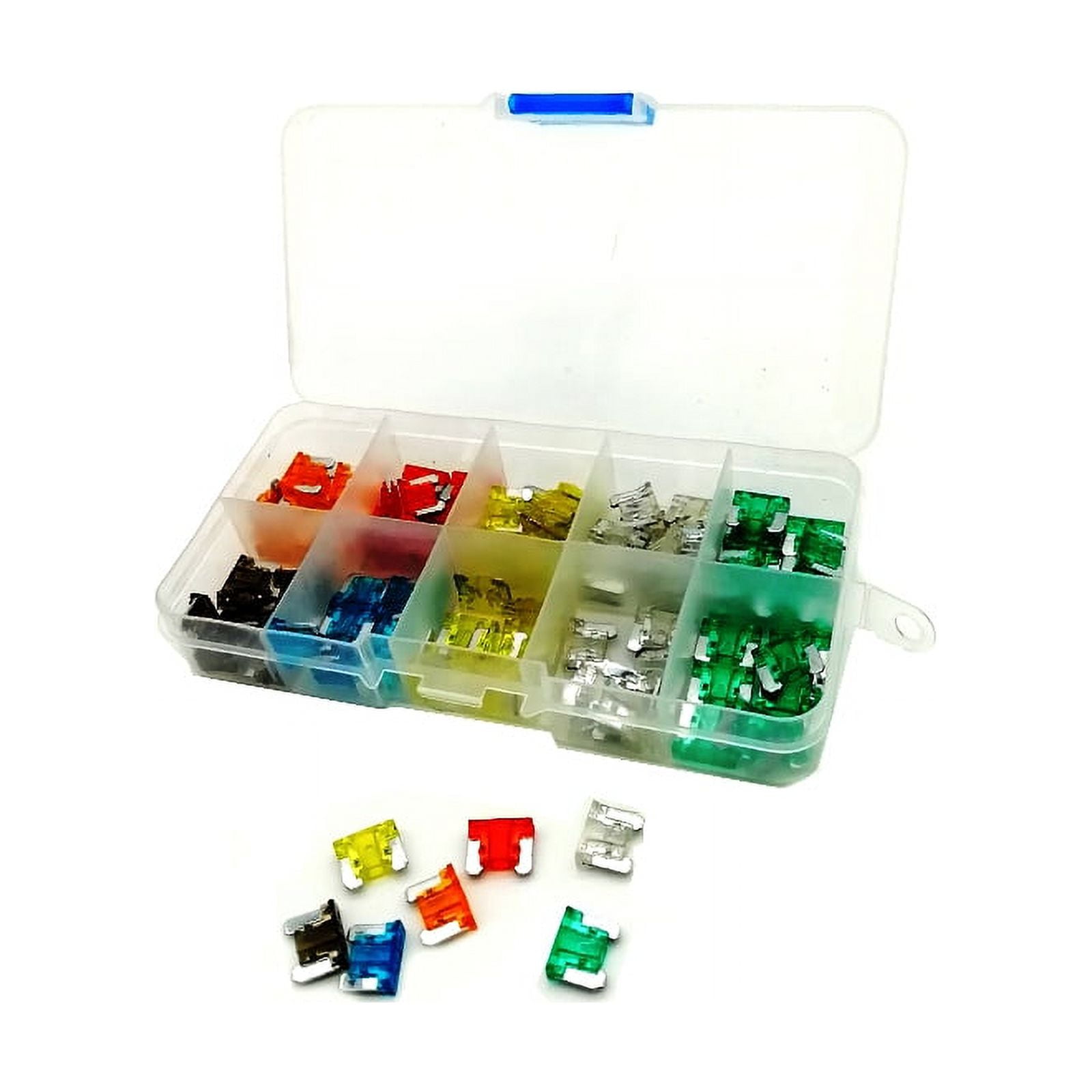 100 Pcs Assorted Car Mini Low Profile Fuses Box Kit 5 7.5 10 15 20 25