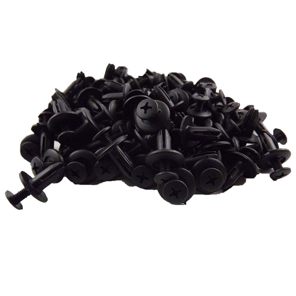100 Pcs Auto Car Door Fender 6mm 0.24in Hole Push Plastic Rivets Retainer Clips Black Fits select: 2000-2007 FORD F150, 2012 TOYOTA CAMRY SE/XLE
