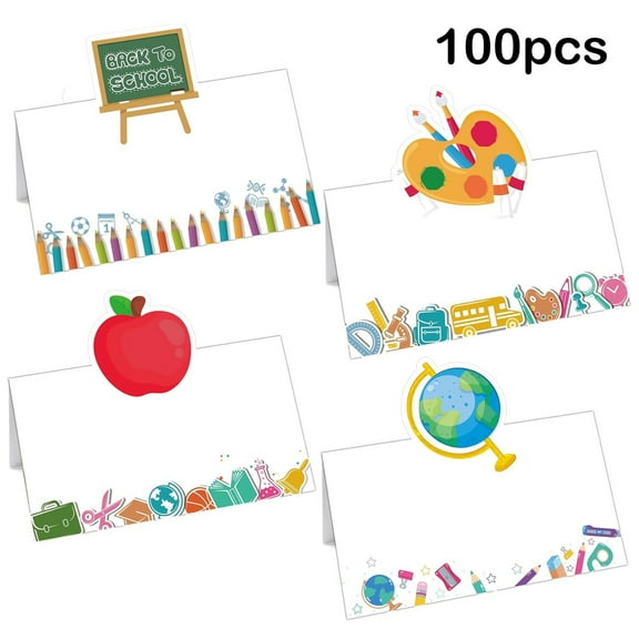 100 Pcs Back to School Place Cards Desk Name Tags for Classroom Opening Ceremony School Theme Table Number Picks Teacher Welcome Party Seat Markers