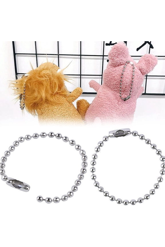 100 Pcs Ball Bead Chain Ball Chain Keychain Dog Tag Metal Bead Chain Beaded Chain Connector Clasp 4.7 Inch Long 2.4mm Beads Chains for Jewelry Making Key Rings Crafts DIY Hanging Decoration