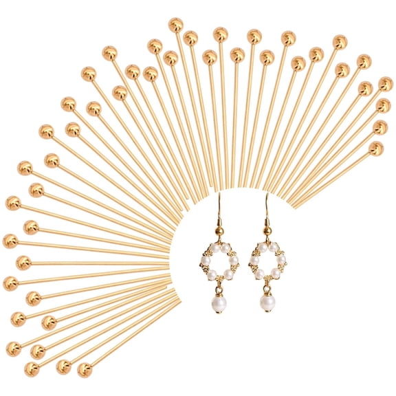 100 Pcs Ball Head Pins 25mm Gold Ball Head Pins Earring Headpins Brass Bead Needles Ball Headpins for DIY Beads Crafts Earring Bracelet Necklace Jewelry Making,Topboutique