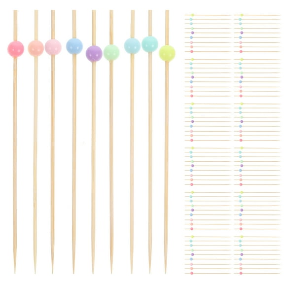 100 Pcs Bamboo Acrylic Picks Party Supplies 100pcs Disposable Cocktail Toothpick Fruit Stick