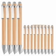 thumbnail image 1 of 100 Pcs Bamboo Pens Bulk Wooden Retractable Ballpoint Pen Black Ink 1mm Engraving Pens Gift Pen, 1 of 7