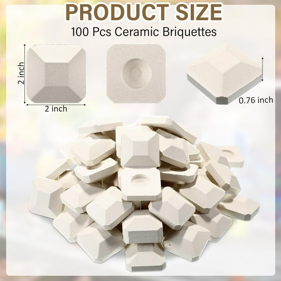 100 Pcs Barbecue Ceramic Briquettes Gas Grill Ceramic Bricks Replacement Parts Reusable BBQ Bricks Evenly Heated Gas Grill Briquettes for Baker Chef, 2 x 2 inches