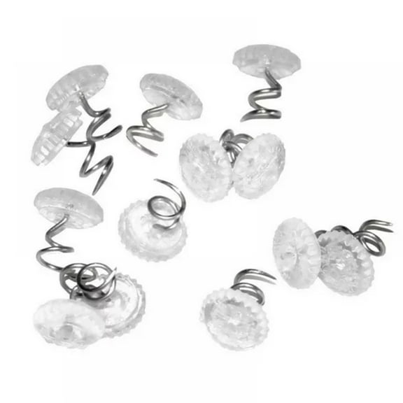 100 Pcs Bed Skirts Pins and Upholstery Tacks,Clear Head Screw Twist Pins for Hold Bedskirt, Furniture Upholstery, Slipcovers, Couch Covers and Other Fabrics, Bedding Accessories(Clear,0.4x0.4x0.6")