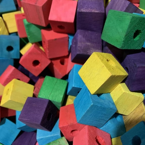 100 Pcs Bird Toys, Wooden Blocks Parrot Toys Bird Chew Toys DIY Parrot Wooden Toy Blocks for Cockatoos, Macaws, African Grey and Small Medium Parrots
