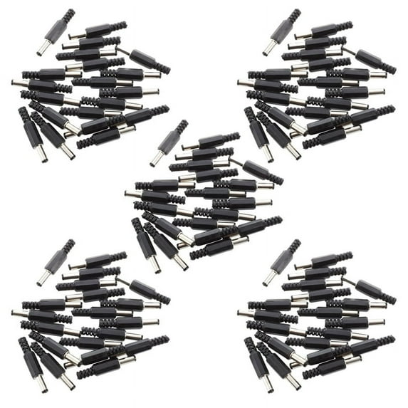 100 Pcs Black 2.5mm x 5.5mm DC Power Male Plug Jack Adapter