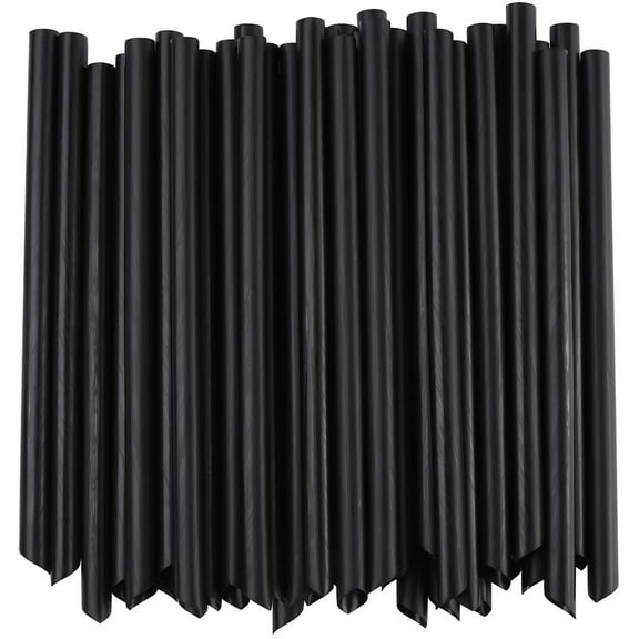 100 Pcs Black Boba Straws Jumbo Smoothie Straws, Individually Wrapped Plastic Disposable Wide-Mouthed Large Straws by Happon(0.43" Wide X 9.45" Long)