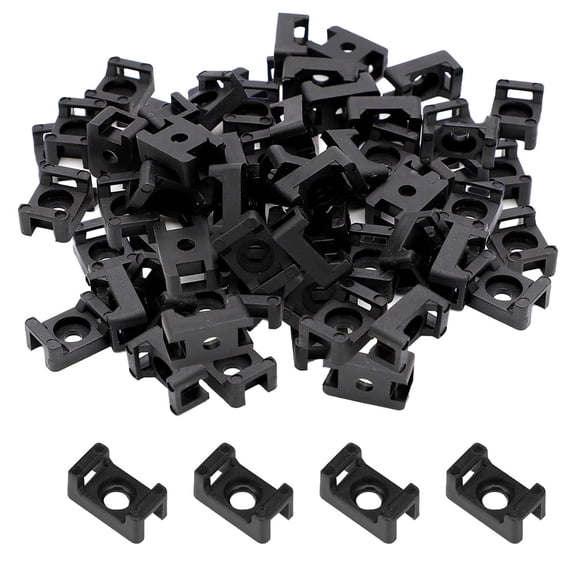 100 Pcs Black Cable Tie Base Saddle Type Mount Wire Holder,for Run Cords at Your Home or Office Cable and Wire management. Permanently Anchor To Wall, Desk or Baseboard (HC-1S)