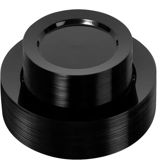 100 Pcs Black Disposable Plates 10.25 Inch Dinner and 7.5 Inch Dessert