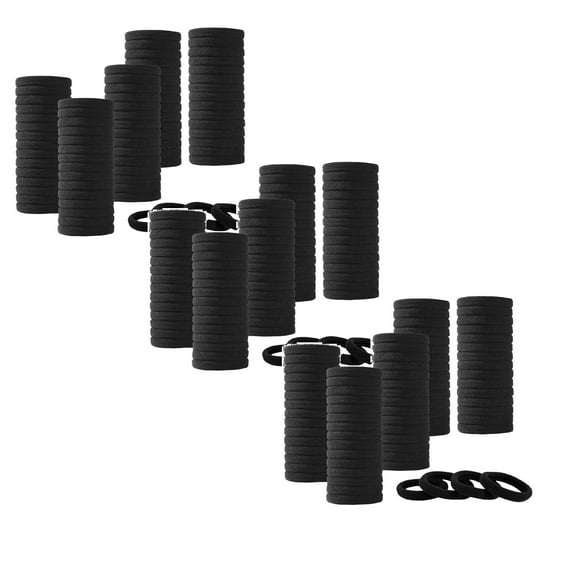 100 Pcs Black Hair Ties For Women Mens Girls Large Stretch Cotton Seamless Hair Bands Hair Elastic Ponytail Holders For Thick Heavy And Curly Hair Clear Hair Rubber Bands Ribbon Hair Ties No
