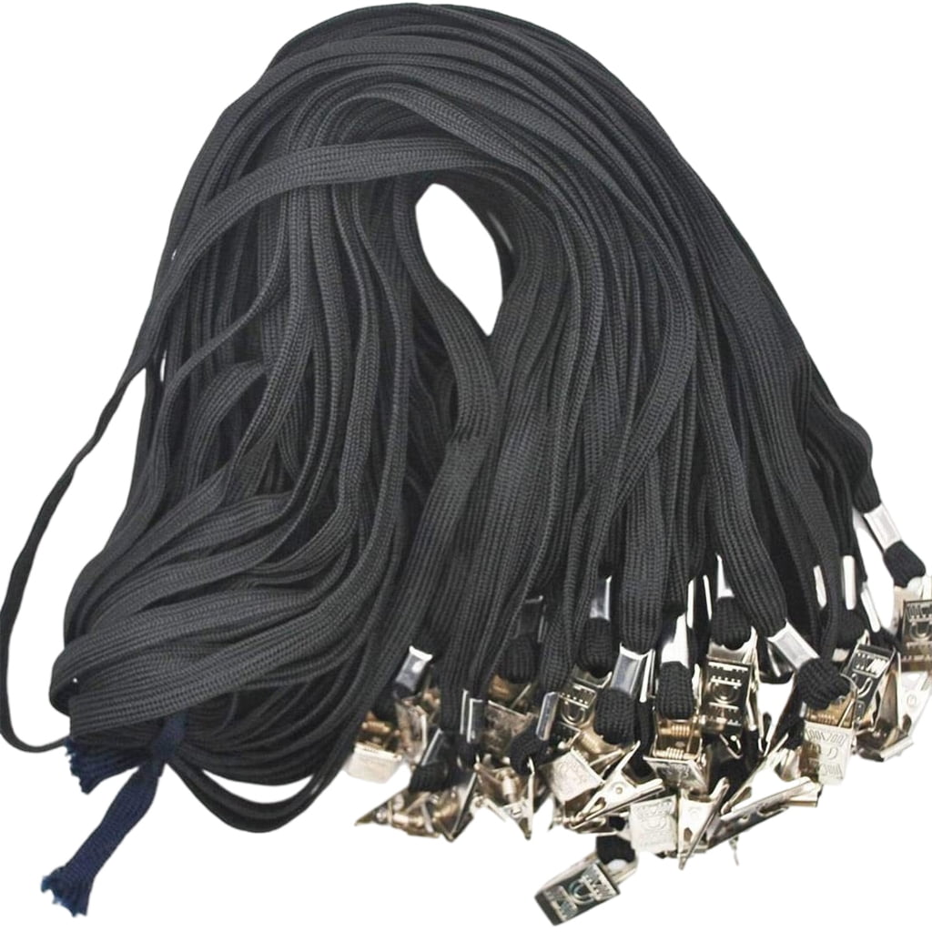 100 Pcs Flat Neck Lanyard Neck Straps Lanyard with Clip Black Lanyards for Teens