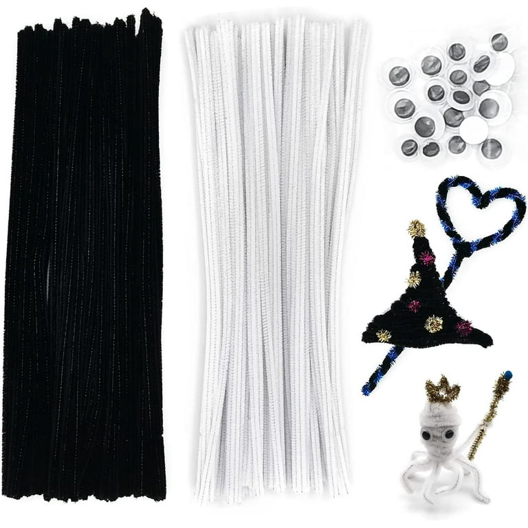 Colorations Black Chenille Stem Pipe Cleaners, Pack of
