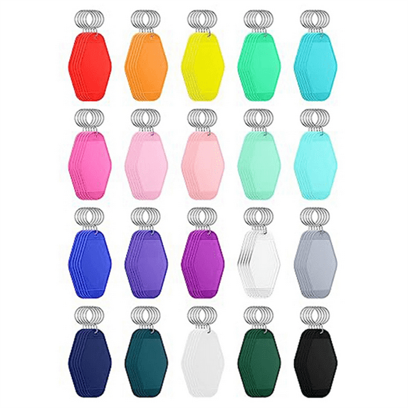 100 Pcs Blank Hotel Motel Keychain Bulk 20 Colors Plastic Sublimation Keychains Vintage Rhombus Key Tags