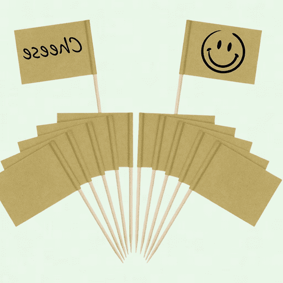 100 Pcs Blank Toothpick Food Flags for Buffets, Kraft Paper Party Food Labels