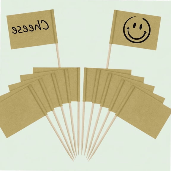 100 Pcs Blank Toothpick Food Flags for Buffets, Kraft Paper Party Food Labels