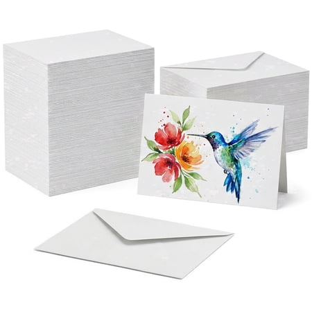 100 Pcs Blank Watercolor Cards and Envelopes Set, 250 Gsm Cotton Watercolor Cards 4 x 6 In
