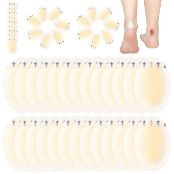 100 Pcs Blister Bandages Hydrocolloid Blister Pads for Heel Waterproof Adhesive Bandages Gel Blister Patches Protectors for Feet Toes Blister Prevention (Single Style)