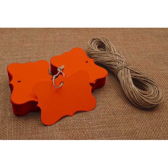 100 Pcs Bonbonniere Wedding Favor Blank Hang Tag with Free Natural Jute Twine - Colours Available