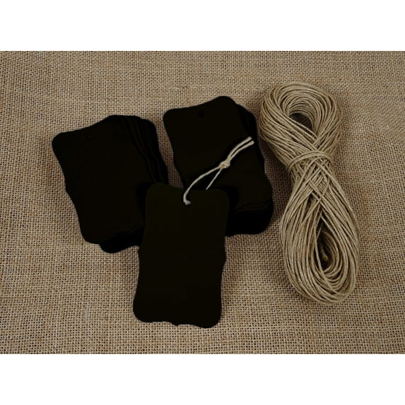 100 Pcs Bonbonniere Wedding Favor Hang Tags Gift Cardstock Rectangular Shape Tag With Free Natural Jute Twine - Colors Available
