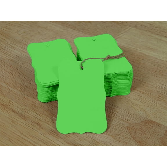 100 Pcs Bonbonniere Wedding Favor Hang Tags Gift Cardstock Rectangular Shape Tag With Free Natural Jute Twine - Colors Available