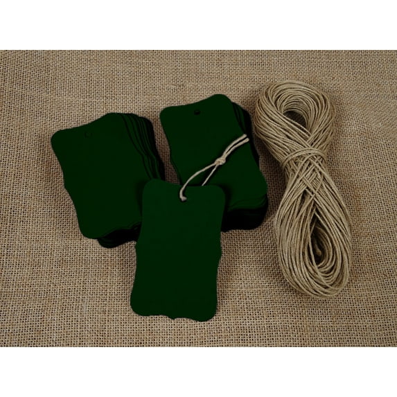 100 Pcs Bonbonniere Wedding Favor Hang Tags Gift Cardstock Rectangular Shape Tag With Free Natural Jute Twine - Colours Available