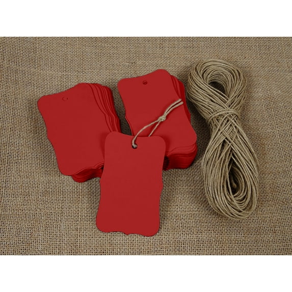 100 Pcs Bonbonniere Wedding Favor Hang Tags Gift Cardstock Rectangular Shape Tag With Free Natural Jute Twine - Colours Available