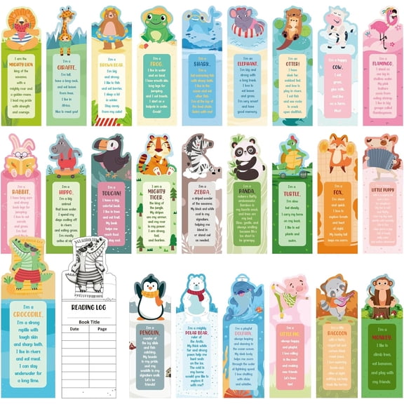 100 Pcs Bookmarks for Kids, 25 Fun Animal Facts Double-Sided Book Marks for Reading Classroom Rewards Student Incentives Back to School Gifts