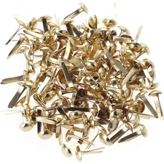 100 Pcs Brads for Paper Crafts Round Mini Paper Fastener Brass
