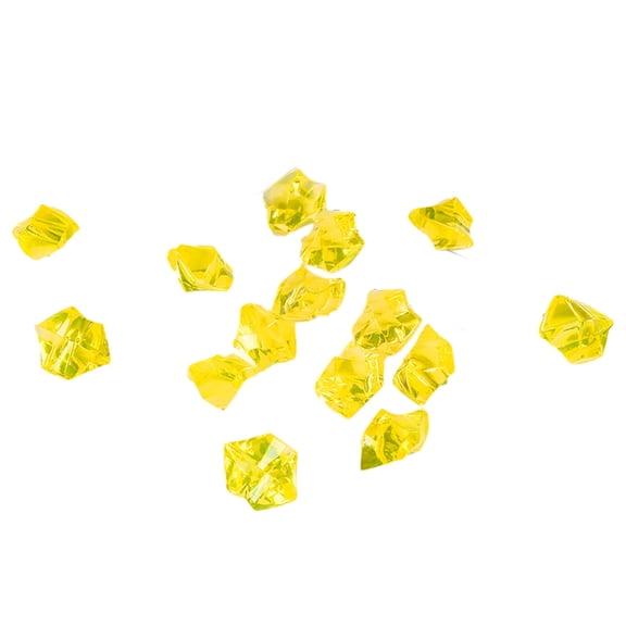 100 Pcs Bright Yellow Acrylic Ice Cube Stones,Fake Crushed Ice Rocks,Fish Tank Decorations,11*14Mm