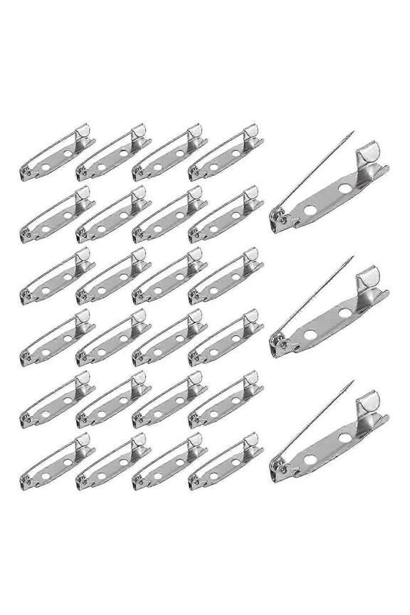 100 Pcs Brooch Pins,Secure Brooch Pin,Secure Back Clasp with Back Bar Fastener,Silver Bar Pins,Silver Badge Pin Backs