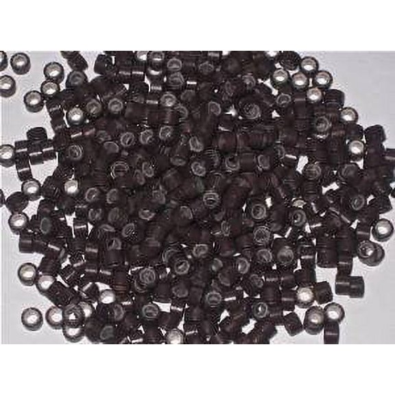 100 Pcs Brown 5mm Silicone Lined Micro-ring Links Beads Linkies for I Stick Hair Extension Installation and Feathers