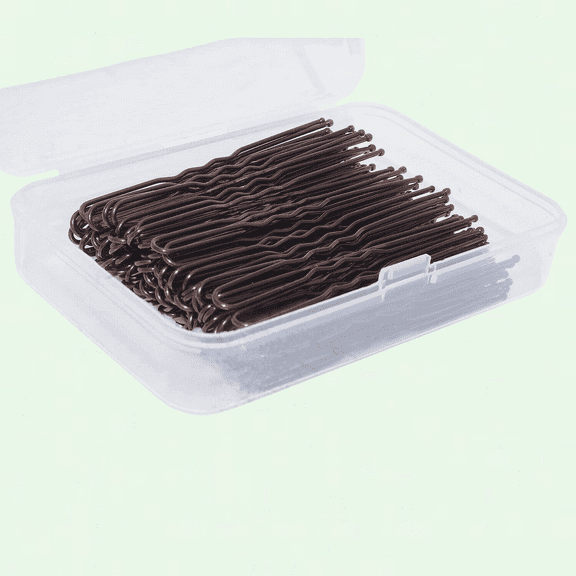 100 Pcs Brown Hair Pins, U Shape Bobby Pins, Kirby Grips for Buns, Bun Pins with Storage Box
