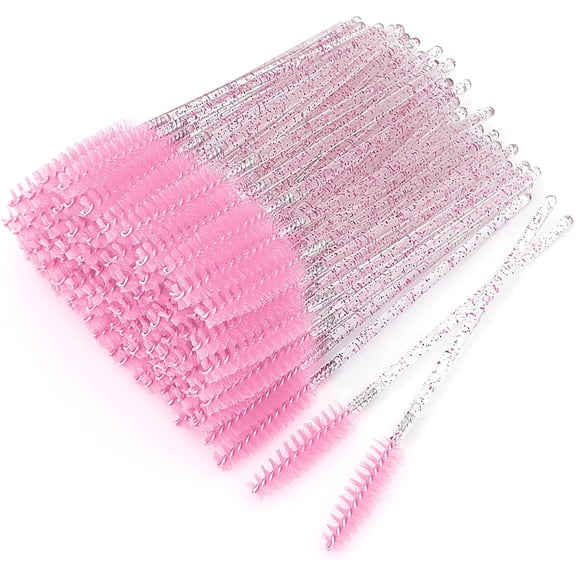 100 Pcs Brush Mascara Wands, Eyelash Brush Pack, Applicator Eyebrow Brush, Eyelash Mascara Brushes For Lash Extensions, Eyebrows Contouring And Makeup (Pink)