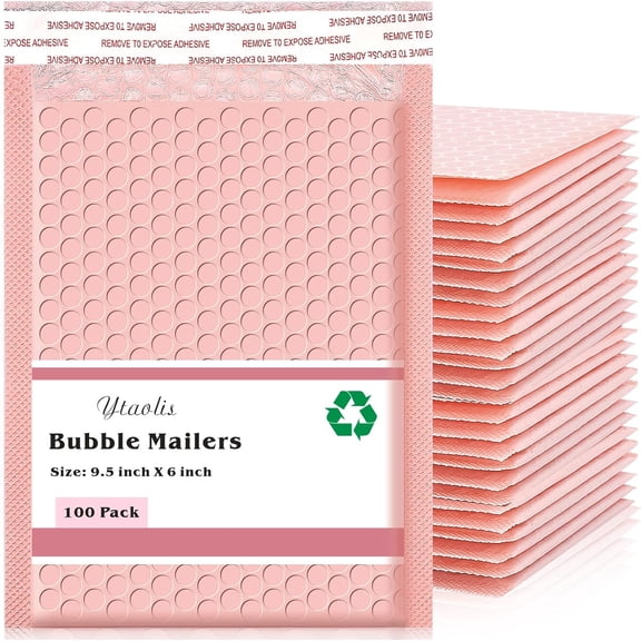 100 Pcs Bubble Mailers Padded Envelopes,5 x 8 inch Pink Poly Bubble Mailers,Self Seal Shipping Bags,Bubble Shipping Envelopes,Waterproof Mailing Envelopes for Shipping,Packing,Small Business