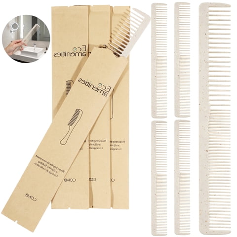 100 Pcs Bulk Hair Combs, Individually Wrapped Wheat Straw Combs for Travel, Hotels, Business Trips