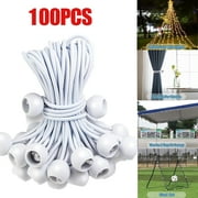 100 Pcs Bungee Balls 6", White Tarp Ball Bungee with Balls Heavy Duty Canopy Tarp Tie Down Ball for Camping,Shelter,Cargo,Tent Poles-UV Resistant
