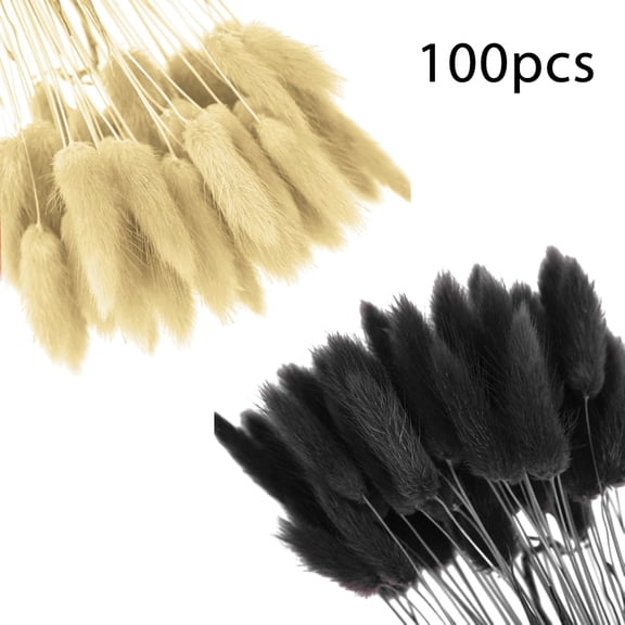 100 Pcs Bunny Tails Dried Flowers, Natural Dried Bunny Tails Grass Dried Lagurus Ovatus Rabbit Tail Grass for Flowers Arrangements DIY Craft Wedding Party Home Table Decor