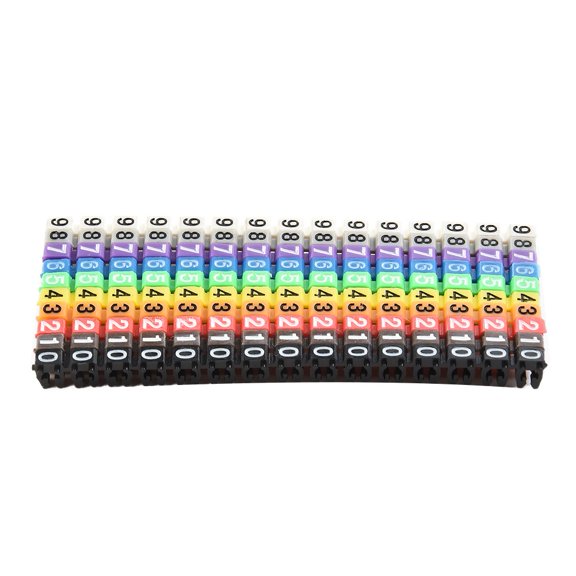 100 Pcs Cable Markers Colourful C-Type Number Tag Label For Wire 1.5-6Mm 1.5Mm YIWEI