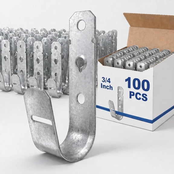 100 Pcs Cable Support J-Hook, 3/4 Inch Metal Garage Hooks for Hanging, Heavy Duty Network for Cable and Wire Management Wall Attaching J Utility, G60 Galvanized Steel, Silver