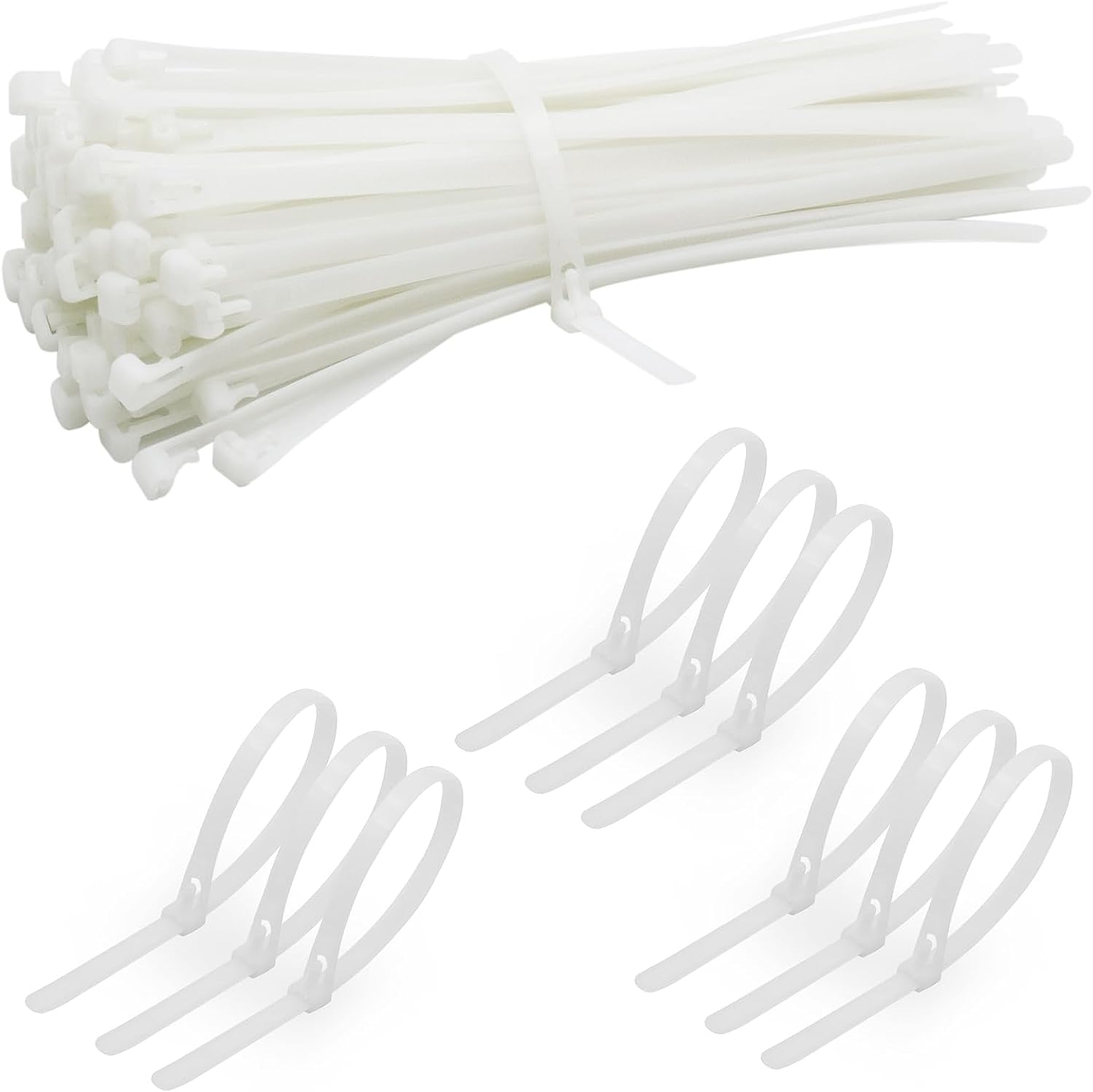 100 Pcs Cable Ties, Reusable Cable Ties Heavy Duty Nylon Zip Ties Multi