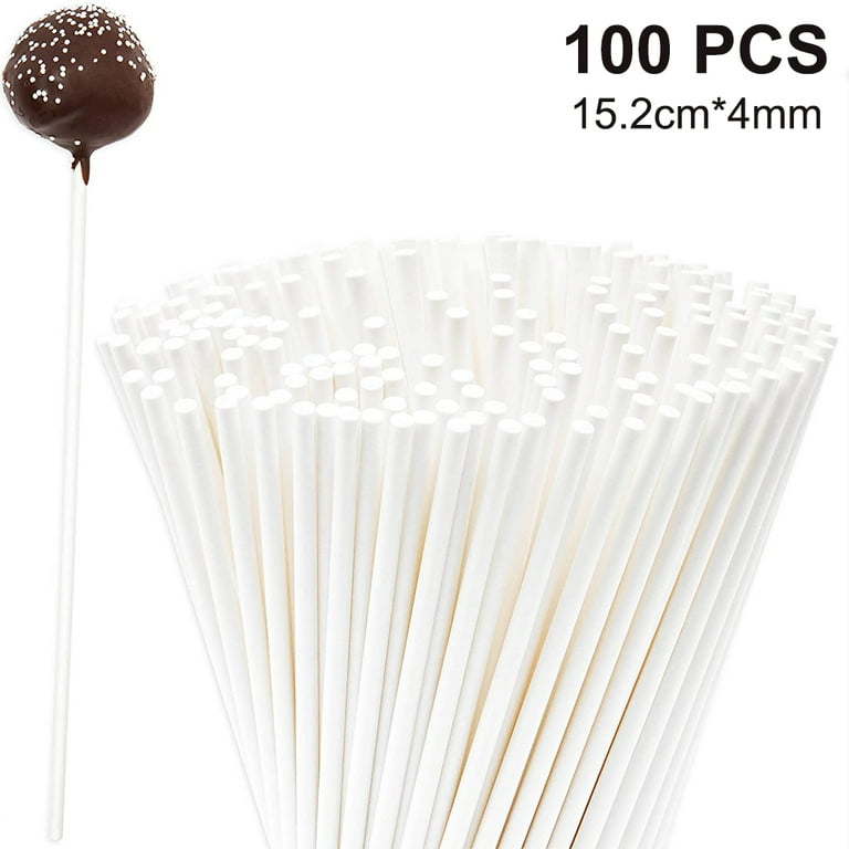 100 Pcs Cake Pop Sticks , Cake Pop Bags (152*4mm), Gold Metallic