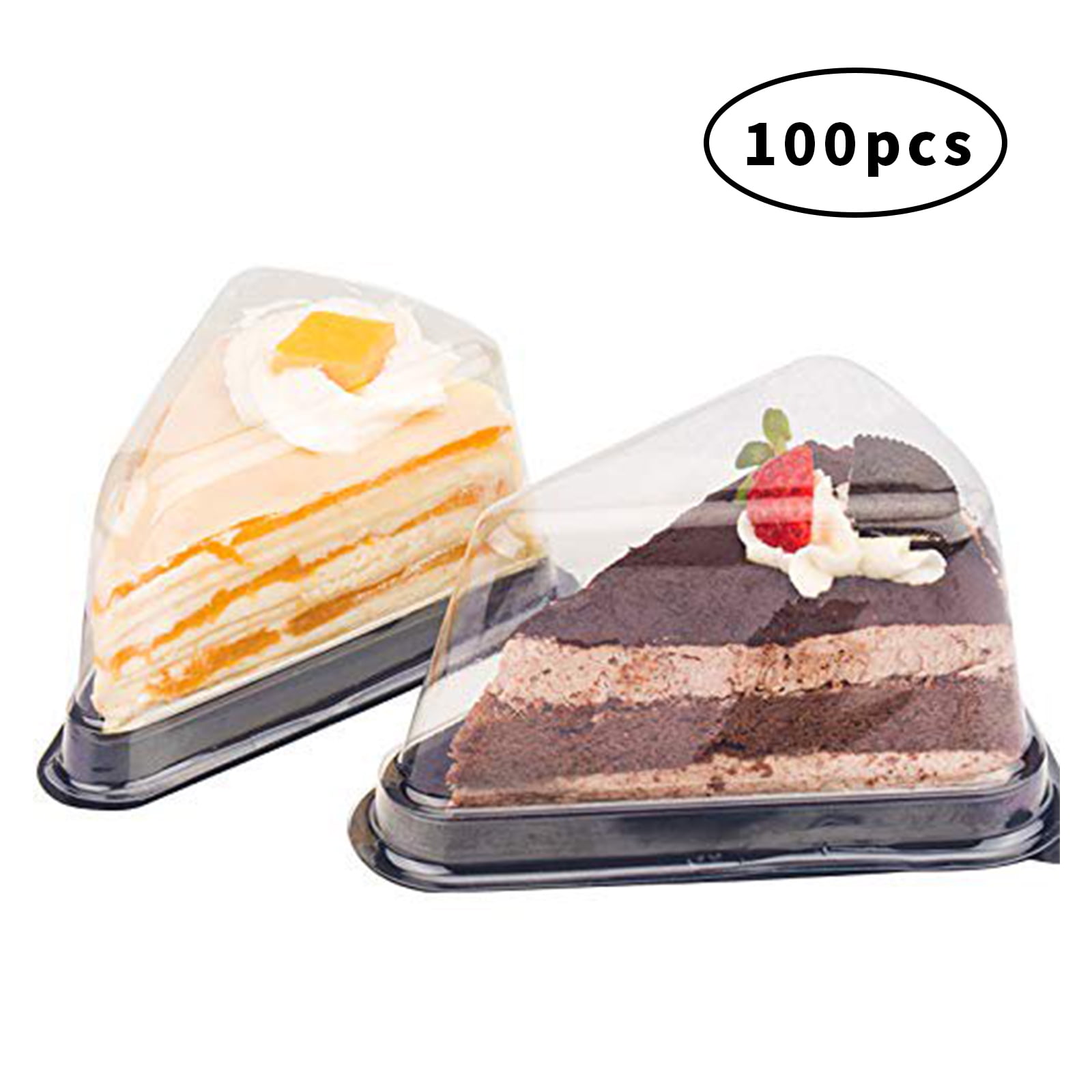 100 Pcs Cake Slice Container clear triangle plastic containers