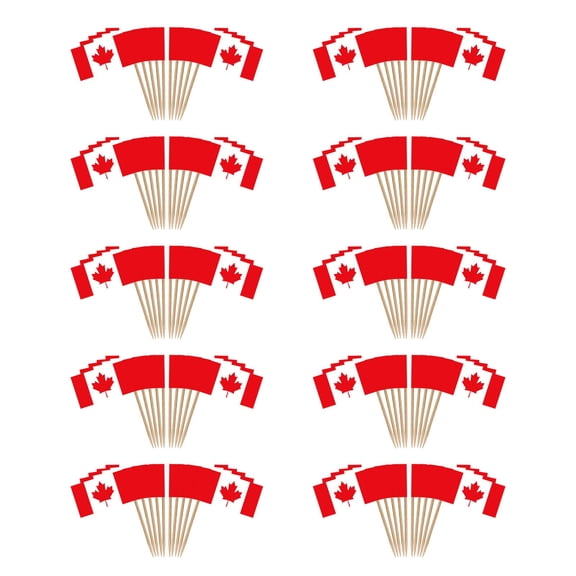 100 Pcs Canada Flag Canadian Toothpick Flags Small Mini Stick Cupcake Toppers Canadian Flags Country Picks Party Decoration Celebration Cocktail Food Bar Cake Flags