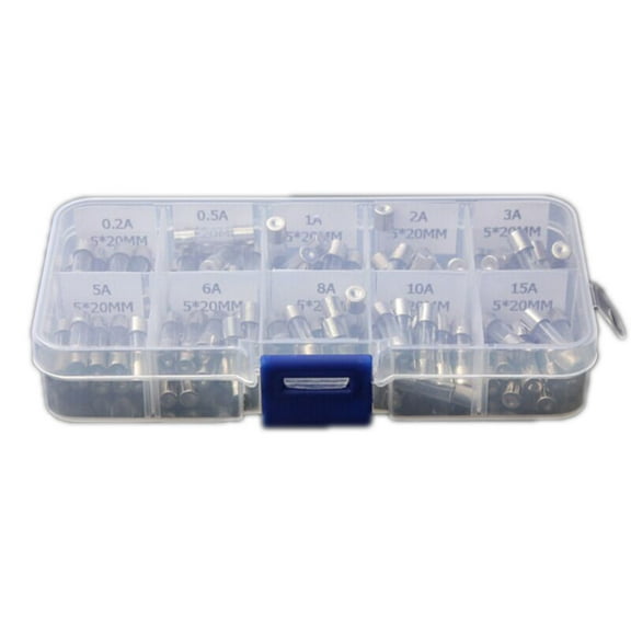 100 Pcs Car Glass Tube Quick Blow Fuse for Car Fuse Assortment Glass Kit Glass Assortment