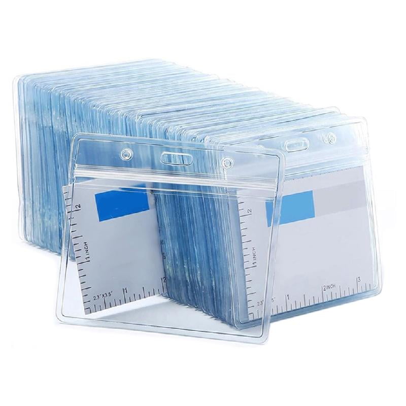 100 Pcs Card Holder Clear Credit Card Badge Holder Waterproof Name Card Holder