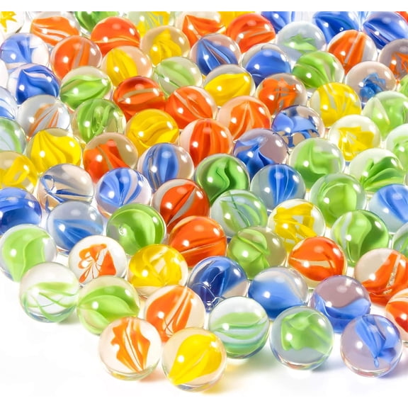 100 Pcs Cat Eye Glass Marbles,Color Mixing Glass Marbles,14mm Bulk Marbles,Solid Glass Round Marbles,for Marble Chinese Checkers Bounce Game Crafting & Home Decoration