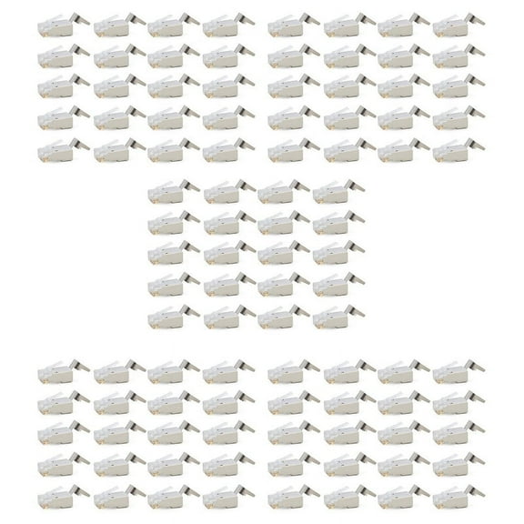 100 Pcs Cat6/6A RJ45 Pass Through Modular Plugs, Shielded (STP) External Ground Connector,EZ Crimp