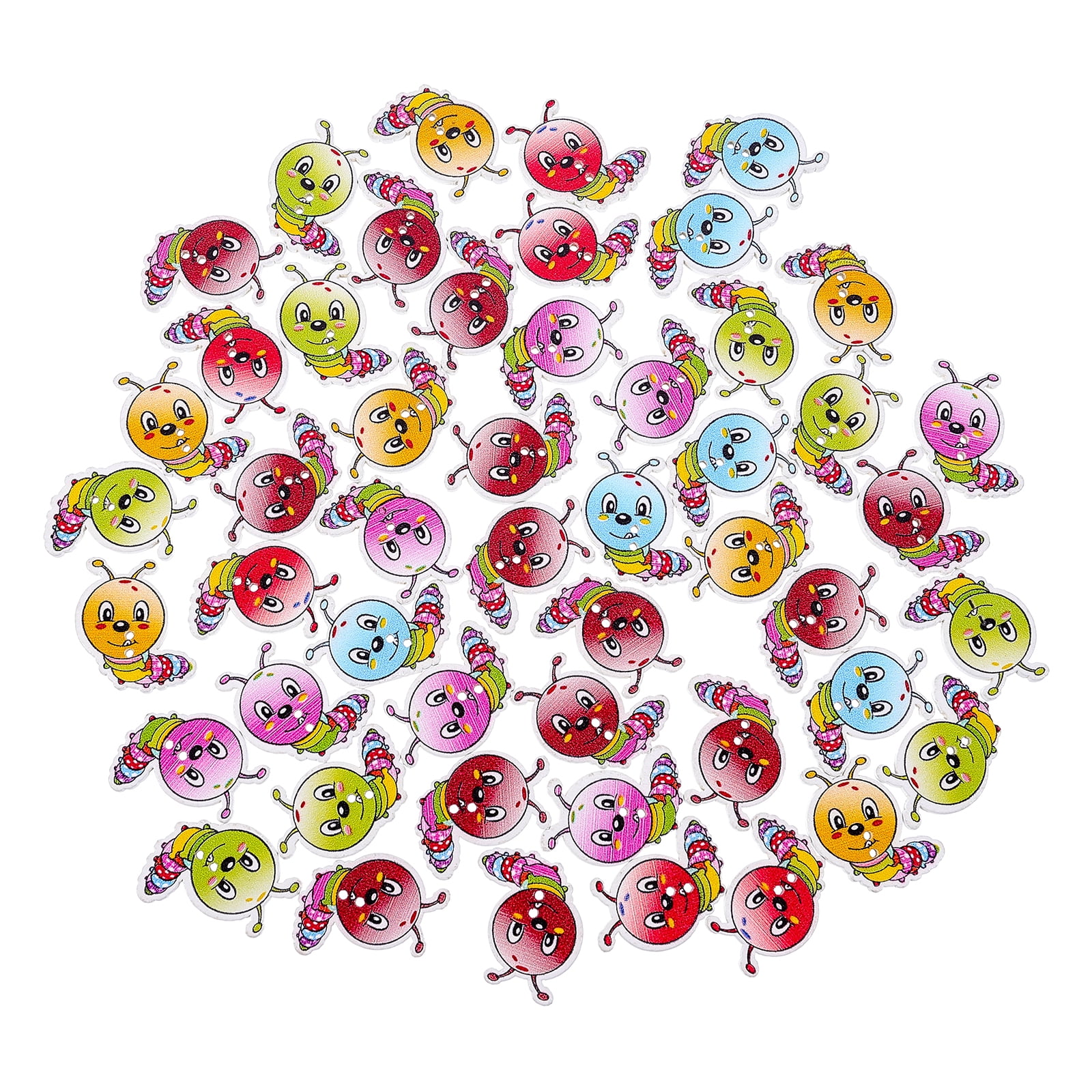 100 Pcs Caterpillar Button Buttons Decor Crafted Clothes Wooden DIY ...